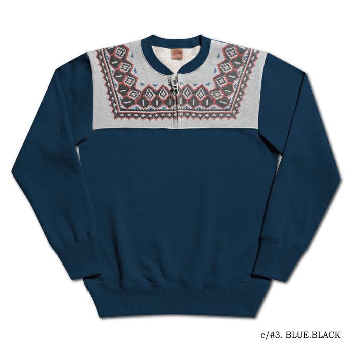 DELUXEWARE デラックスウエア スウェット S105-24A SNOW HALF ZIP 雪柄スウェット