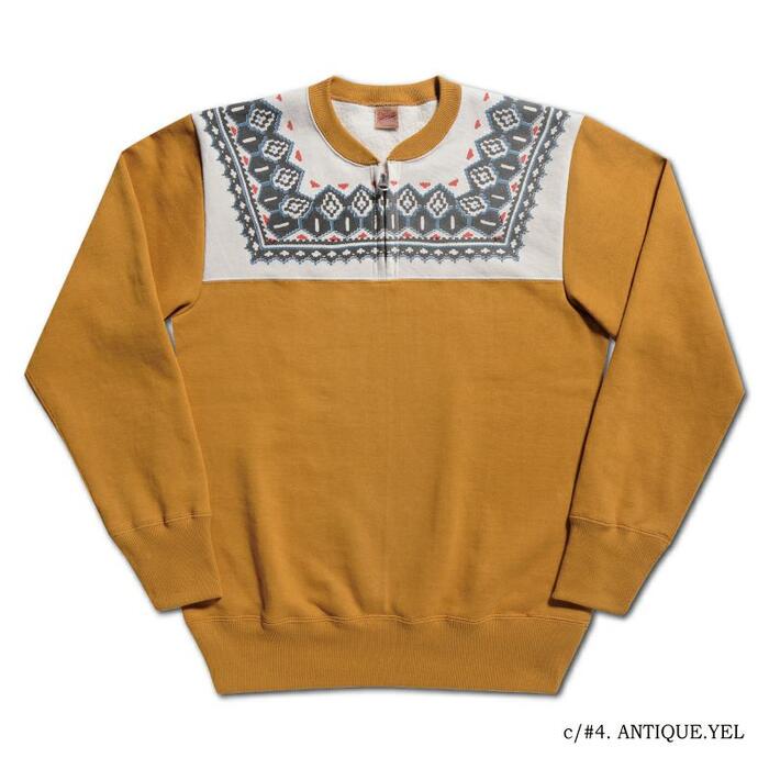 DELUXEWARE デラックスウエア スウェット S105-24A SNOW HALF ZIP 雪柄スウェット