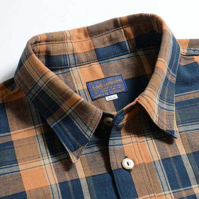 DELUXEWARE デラックスウエア ネルシャツ MV-15 ORANGE NAVY CHECK