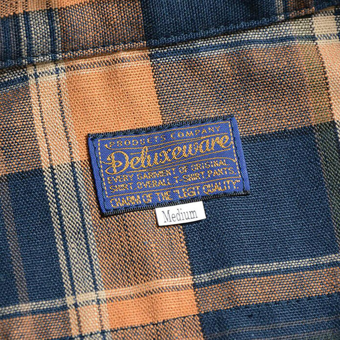DELUXEWARE デラックスウエア ネルシャツ MV-15 ORANGE NAVY CHECK