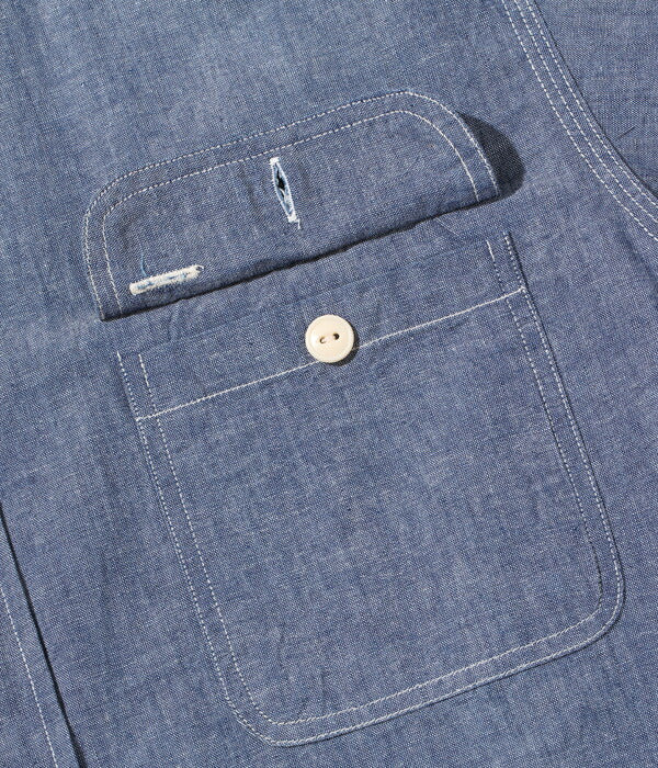 シュガーケーン SUGAR CANE シャンブレーシャツ SC37941 BLUE CHAMBRAY WORK SHIRT (SHORT SLEEVE) 半袖 メンズ アメカジ