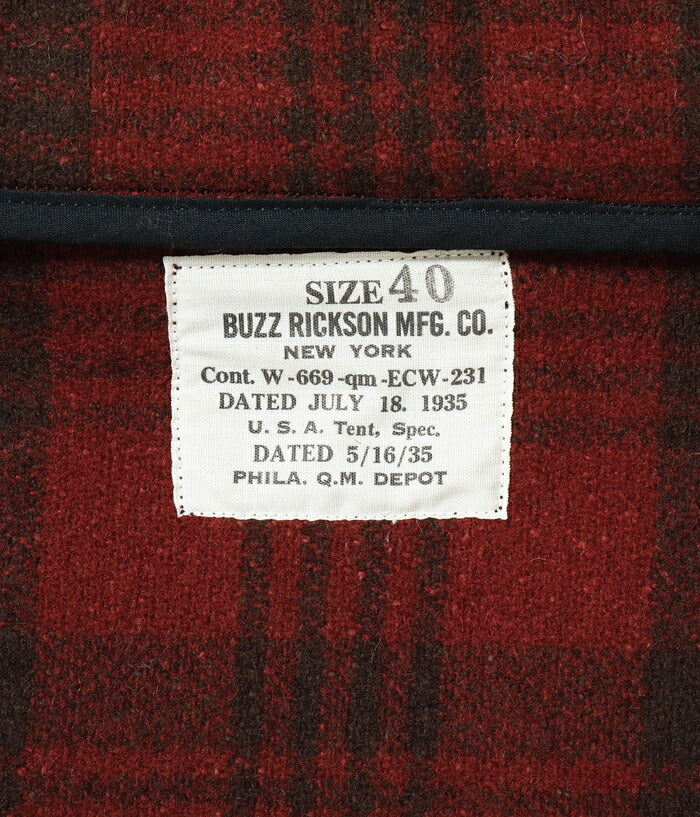 バズリクソンズ BUZZ RICKSON'S ジャケット BR15752 JACKET WOOL RED PLAID CIVILIAN CONSERVATION CORPS “BUZZ RICKSON MFG. CO.”