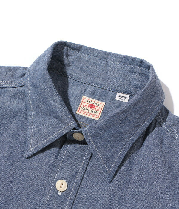 シュガーケーン SUGAR CANE シャンブレーシャツ SC37941 BLUE CHAMBRAY WORK SHIRT (SHORT SLEEVE) 半袖 メンズ アメカジ