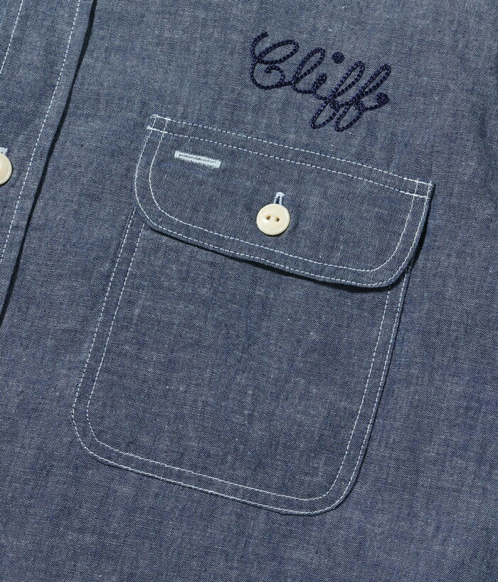 シュガーケーン SUGAR CANE シャツ SC39527 CHAMBRAY WORK SHIRT with CHAIN EMBROIDERED