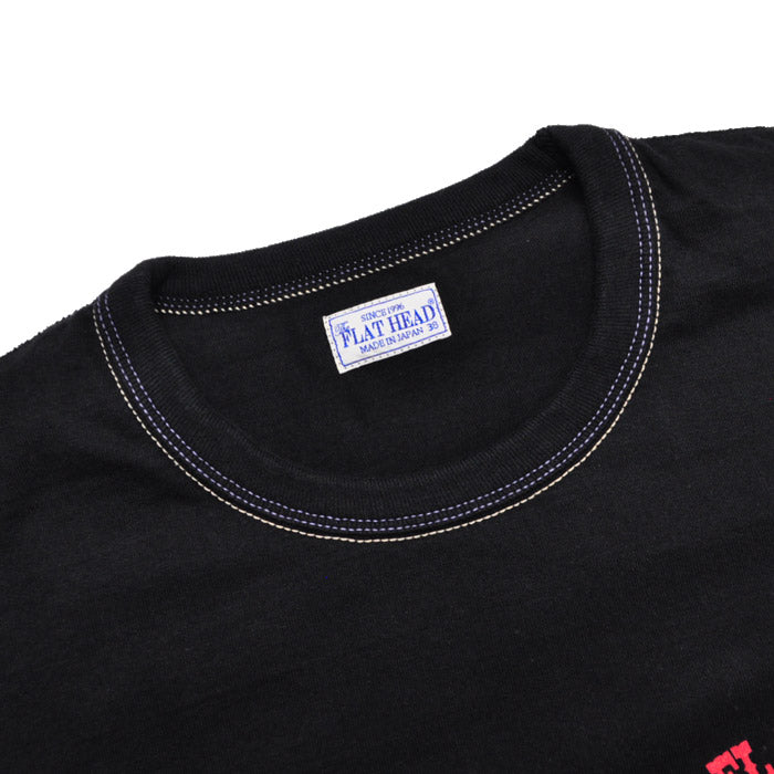 THE FLAT HEAD フラットヘッド FN-THCL-202 LONG SLEEVE T-SHIRT - FLYING WHEEL