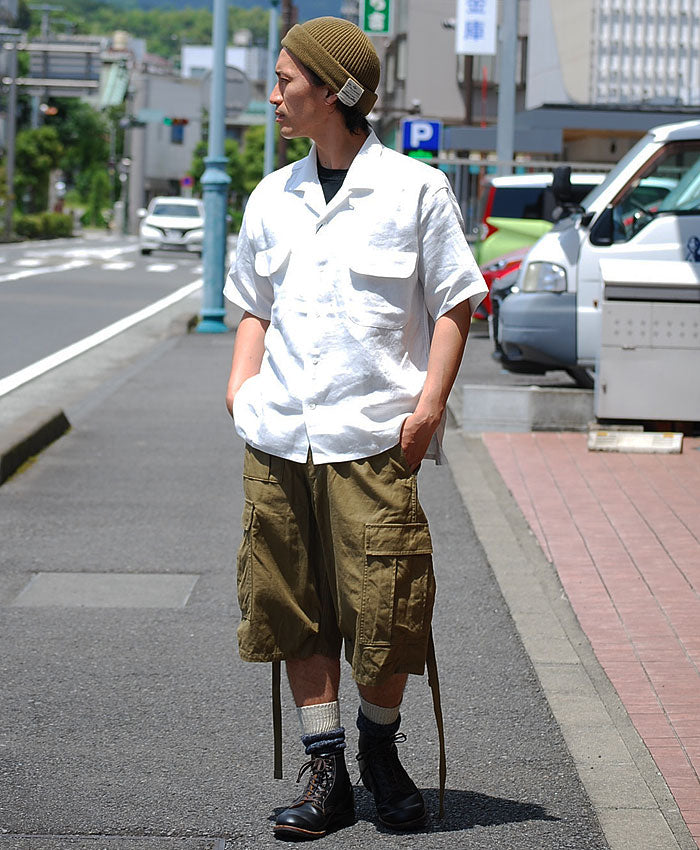 NIGEL CABOURN ナイジェルケーボン OPEN COLLAR SHIRT - LINEN TWILL 80480011005