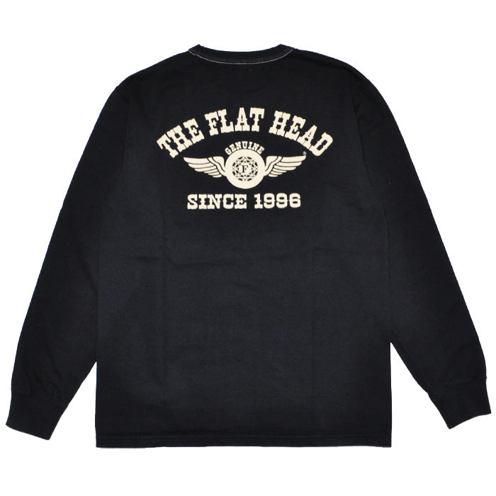 THE FLAT HEAD フラットヘッド FN-THCL-202 LONG SLEEVE T-SHIRT - FLYING WHEEL