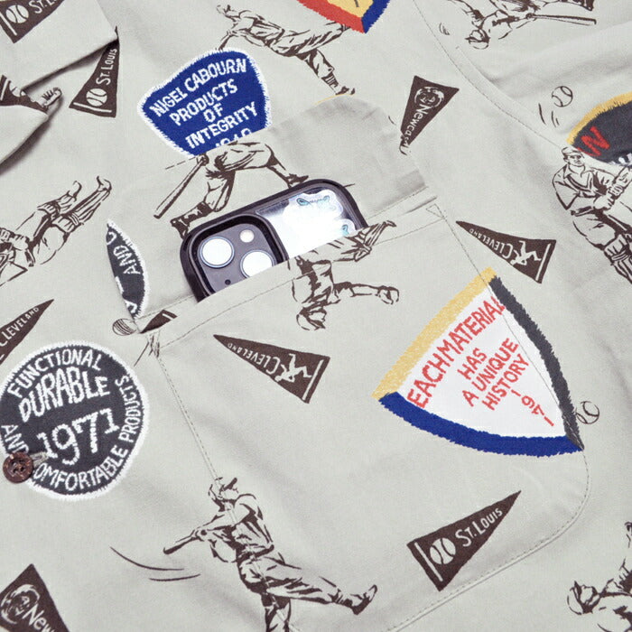 NIGEL CABOURN ナイジェルケーボン 半袖シャツ オープンカラーシャツ OPEN COLLAR SHIRT BB & CRICKET 80500011003