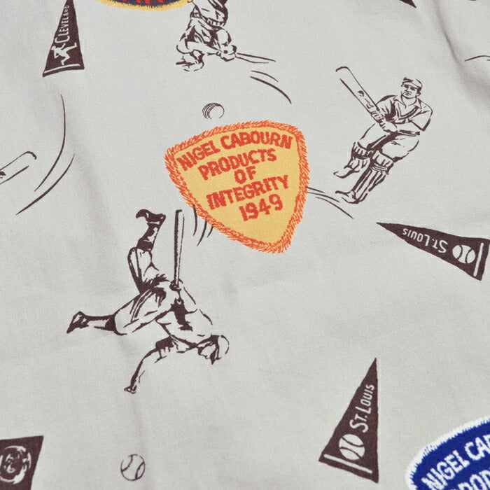 NIGEL CABOURN ナイジェルケーボン 半袖シャツ オープンカラーシャツ OPEN COLLAR SHIRT BB & CRICKET 80500011003