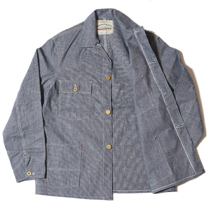 WAREHOUSE ウエアハウス カバーオール Lot 2195 INDOGO PINCHECK CHANGE BUTTON COVERALL インディゴピンチェックチェンジボタン メンズ ジャケット アメカジ