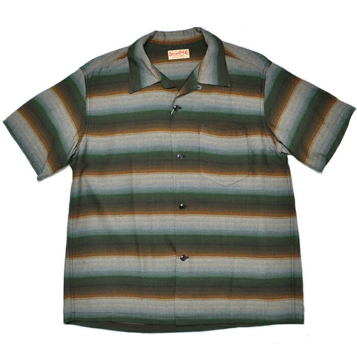 シュガーケーン SUGAR CANE シャツ SC39521 RAYON BORDER S/S OPEN SHIRT