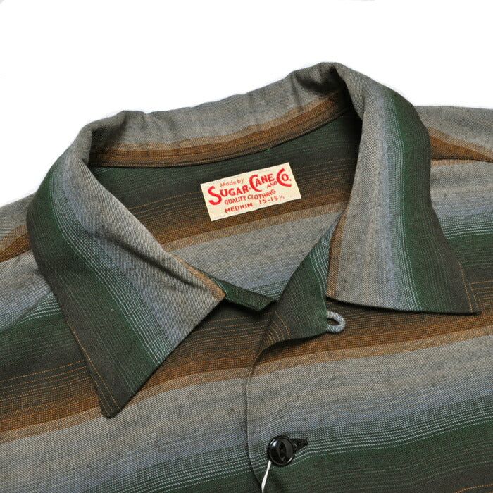 シュガーケーン SUGAR CANE シャツ SC39521 RAYON BORDER S/S OPEN SHIRT