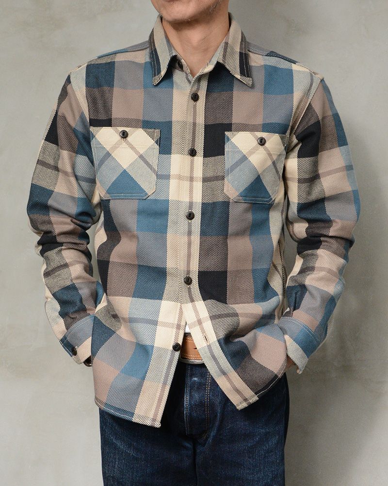 デラックスウエア DELUXEWARE ネルシャツ HV-57 50s BLUE KING メンズ