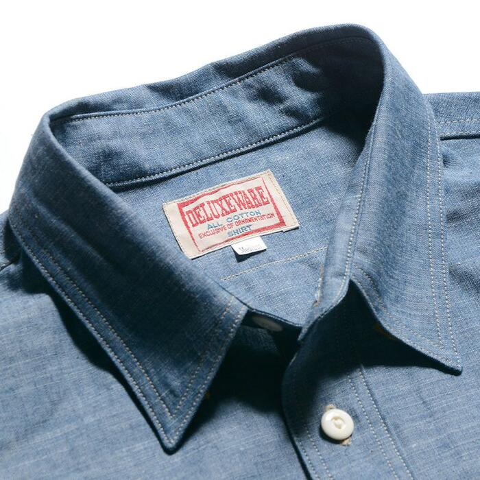 DELUXEWARE シャンブレーシャツ 7623 56 Indigo Chambray