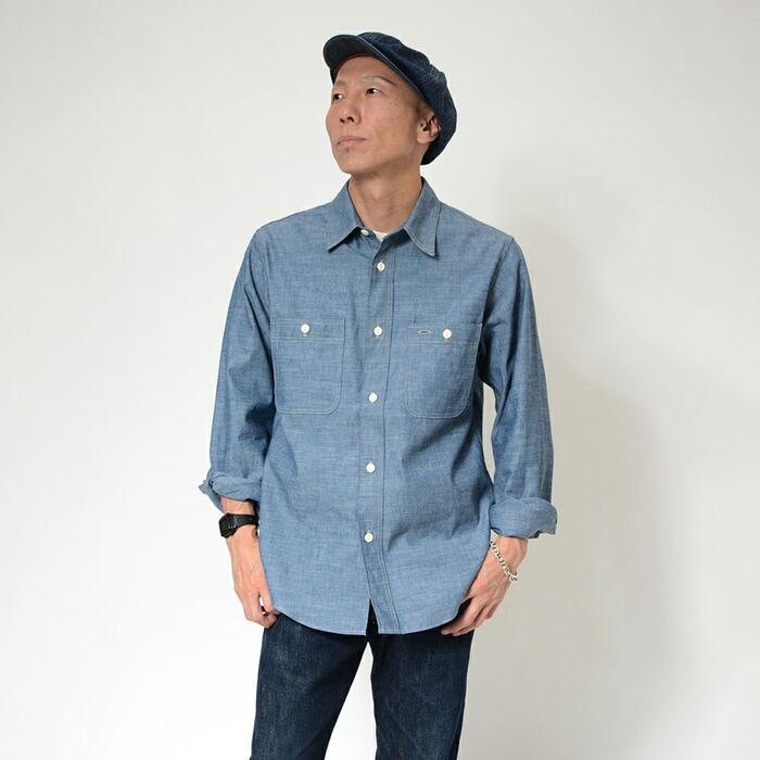 DELUXEWARE シャンブレーシャツ 7623 56 Indigo Chambray