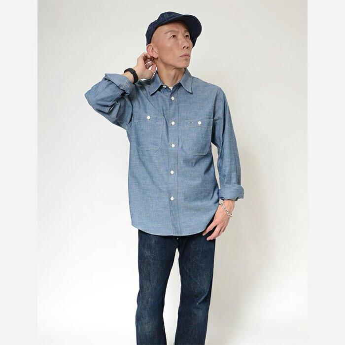 DELUXEWARE シャンブレーシャツ 7623 56 Indigo Chambray