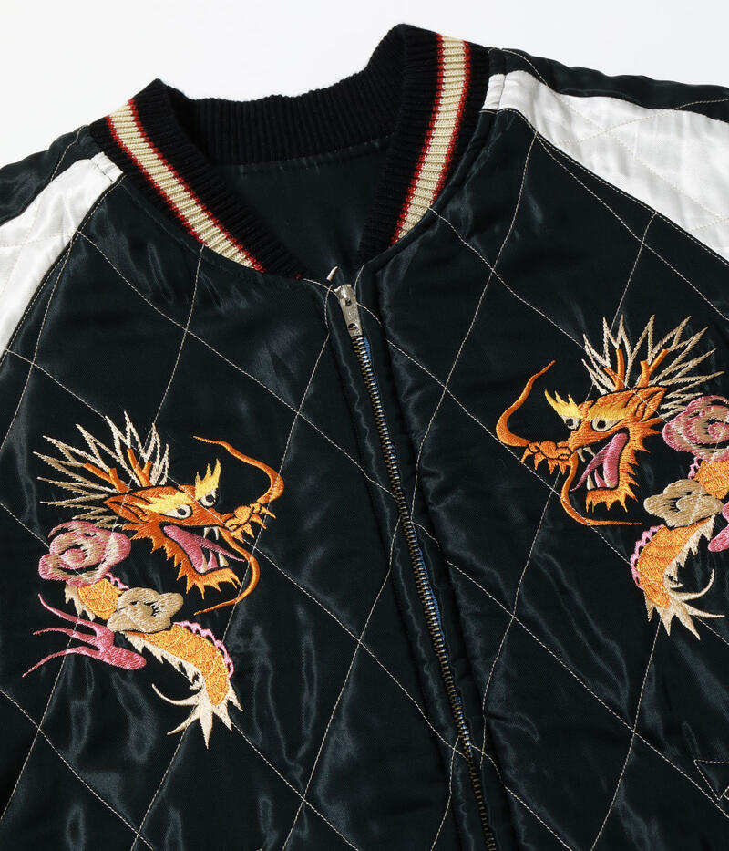 テーラー東洋 TAILOR TOYO スカジャン TT15973-219 Mid 1950s Style Acetate Quilted Souvenir Jacket WHITE TIGER DUELLING DRAGONS 白虎 金龍 メンズ アメカジ