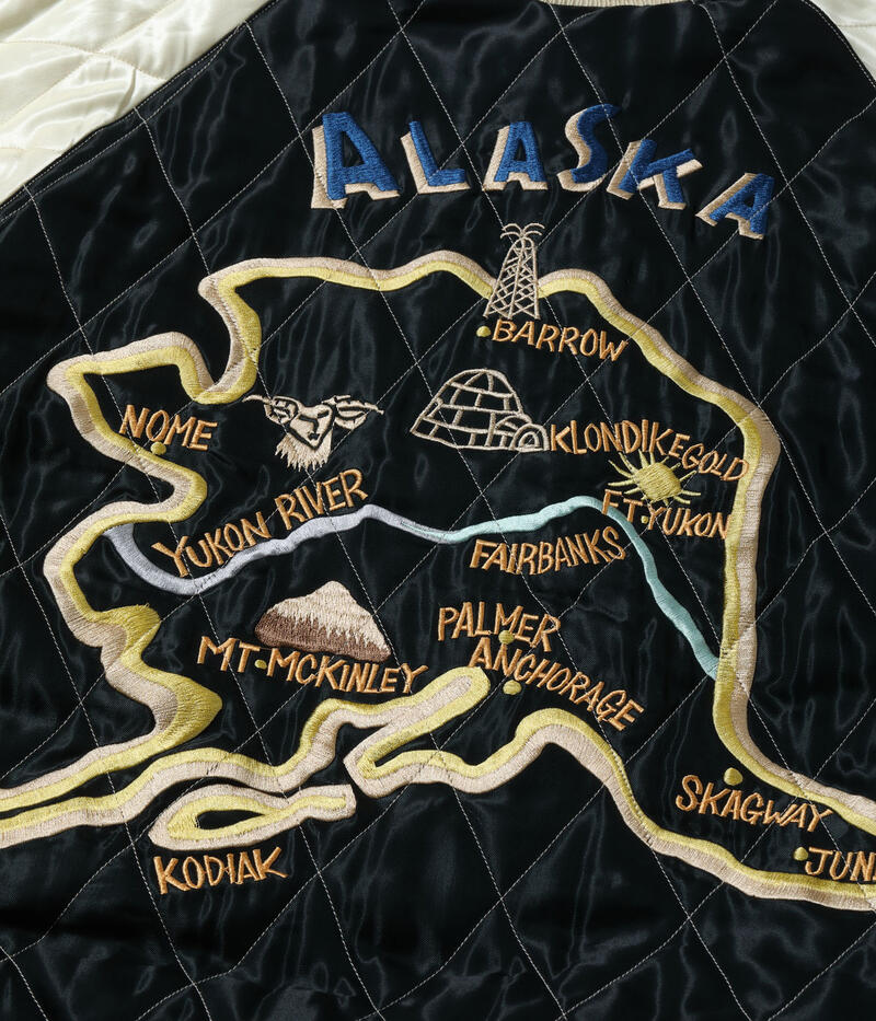 テーラー東洋 TAILOR TOYO スカジャン TT15974-145 Late 1950s Style Velveteen Souvenir Jacket POLAR BEAR × ALASKA MAP 別珍 メンズ アメカジ 北極熊 アラスカマップ