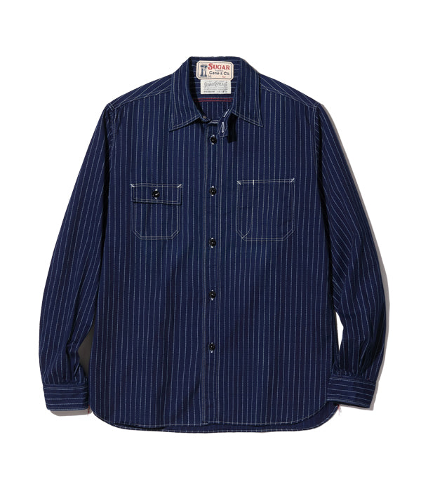 シュガーケーン SUGAR CANE シャツ SC25551 FICTION ROMANCE 8.5oz. WABASH STRIPE WORK SHIRT (LONG SLEEVE)