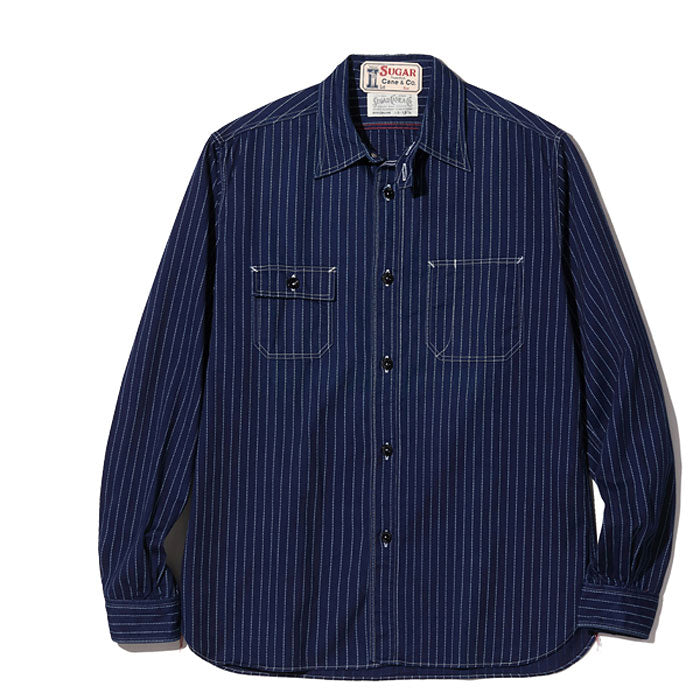 シュガーケーン SUGAR CANE シャツ SC25551 FICTION ROMANCE 8.5oz. WABASH STRIPE WORK SHIRT (LONG SLEEVE)