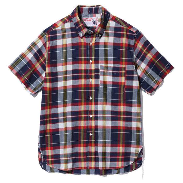 シュガーケーン SC39299 INDIGO MADRAS CHECK BUTTON DOWN SHIRT