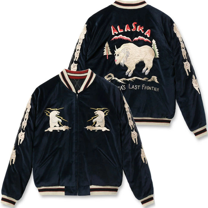 テーラー東洋 スカジャン TT15544-128 Late 1950s Style Velveteen Souvenir Jacket “MOUNTAIN GOAT” × “ALASKAN FLAG” メンズ アメカジ