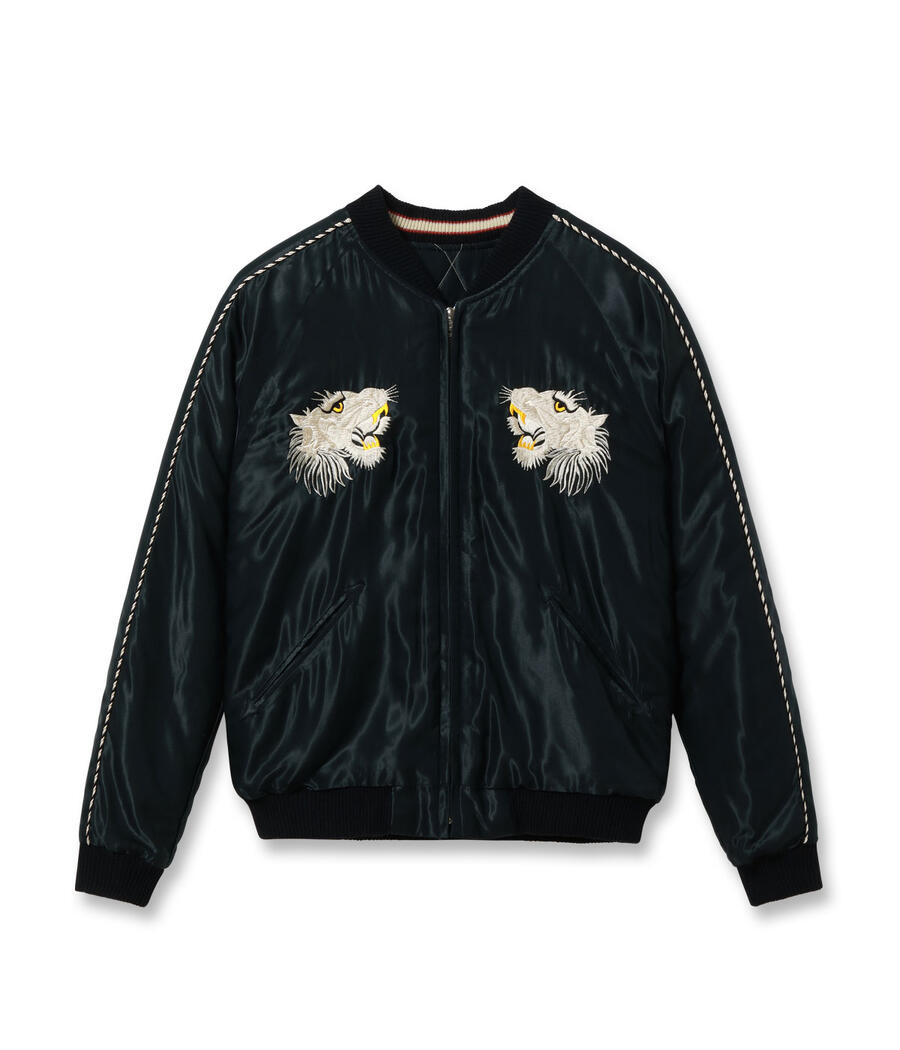 テーラー東洋 TAILOR TOYO スカジャン TT15973-219 Mid 1950s Style Acetate Quilted Souvenir Jacket WHITE TIGER DUELLING DRAGONS 白虎 金龍 メンズ アメカジ