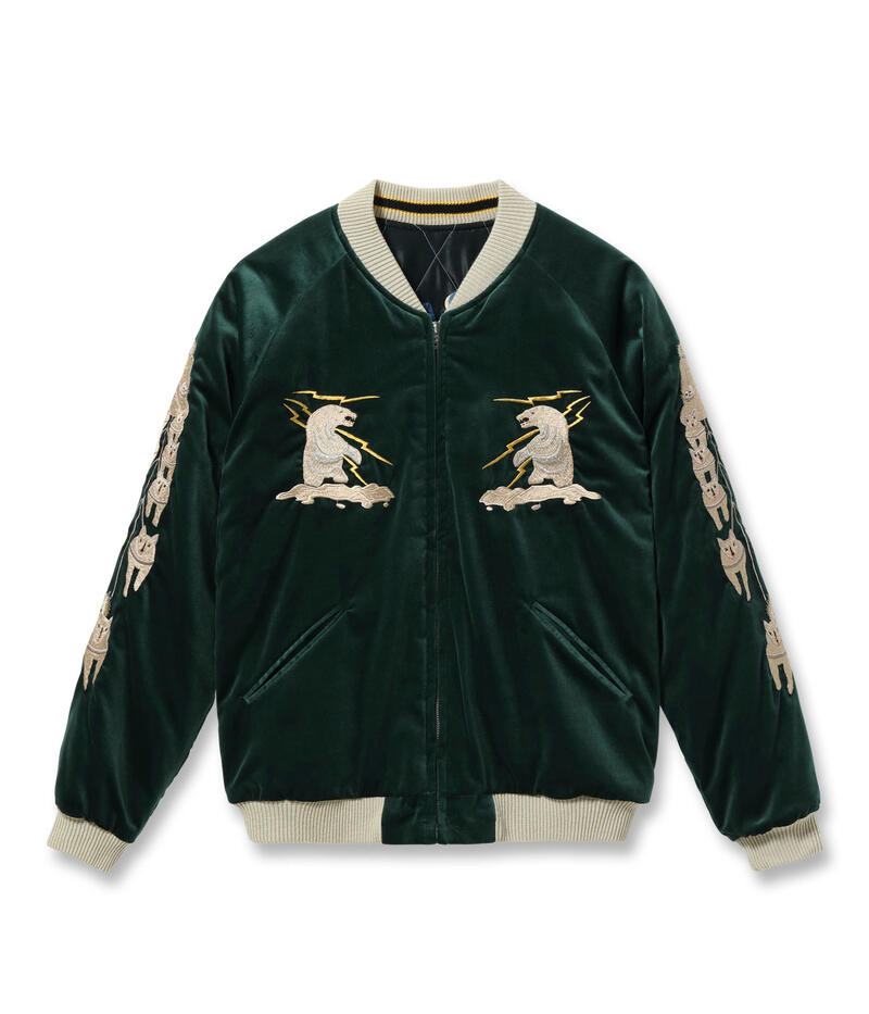 テーラー東洋 TAILOR TOYO スカジャン TT15974-145 Late 1950s Style Velveteen Souvenir Jacket POLAR BEAR × ALASKA MAP 別珍 メンズ アメカジ 北極熊 アラスカマップ