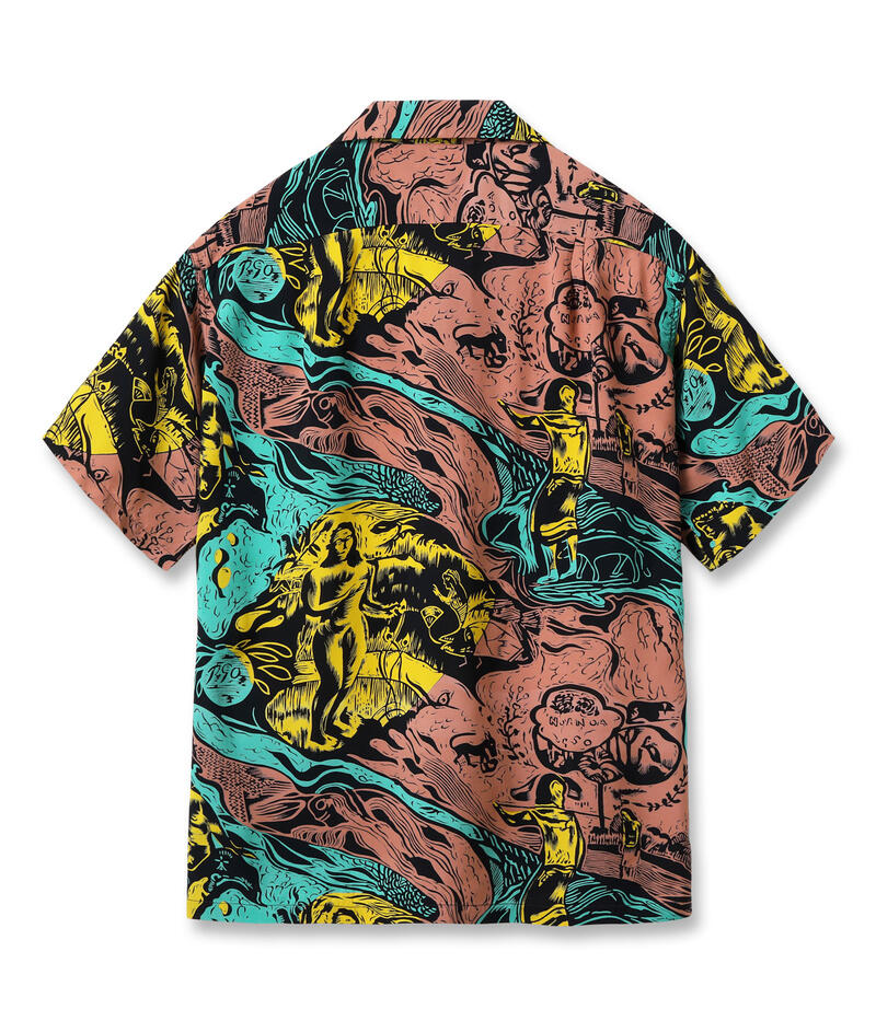 SUN SURF サンサーフ アロハシャツ SS39673 SUN SURF SPECIAL EDITION GAUGUIN WOODCUT MYSTIC (SHORT SLEEVE) スペシャルエディション メンズ ブラック