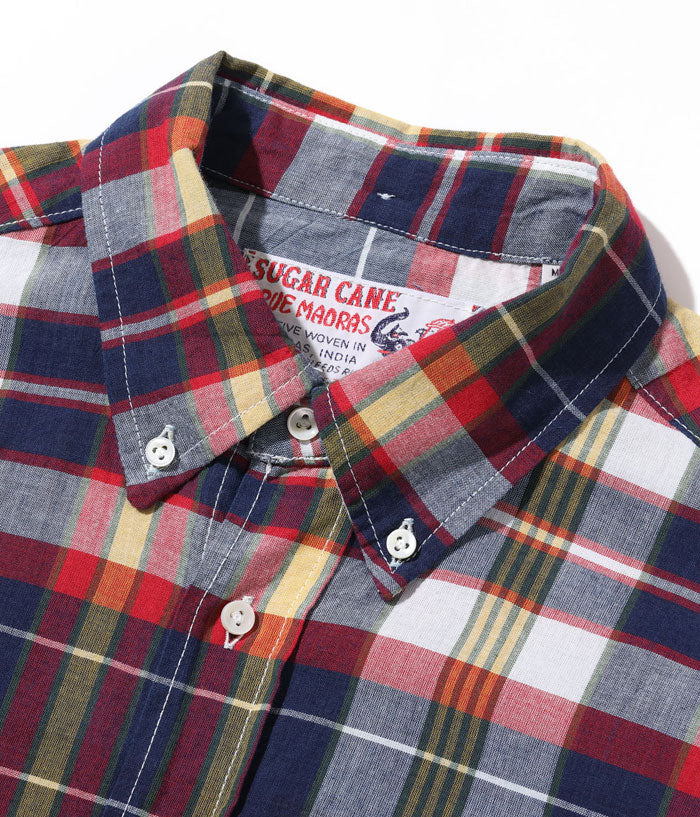 シュガーケーン SC39299 INDIGO MADRAS CHECK BUTTON DOWN SHIRT