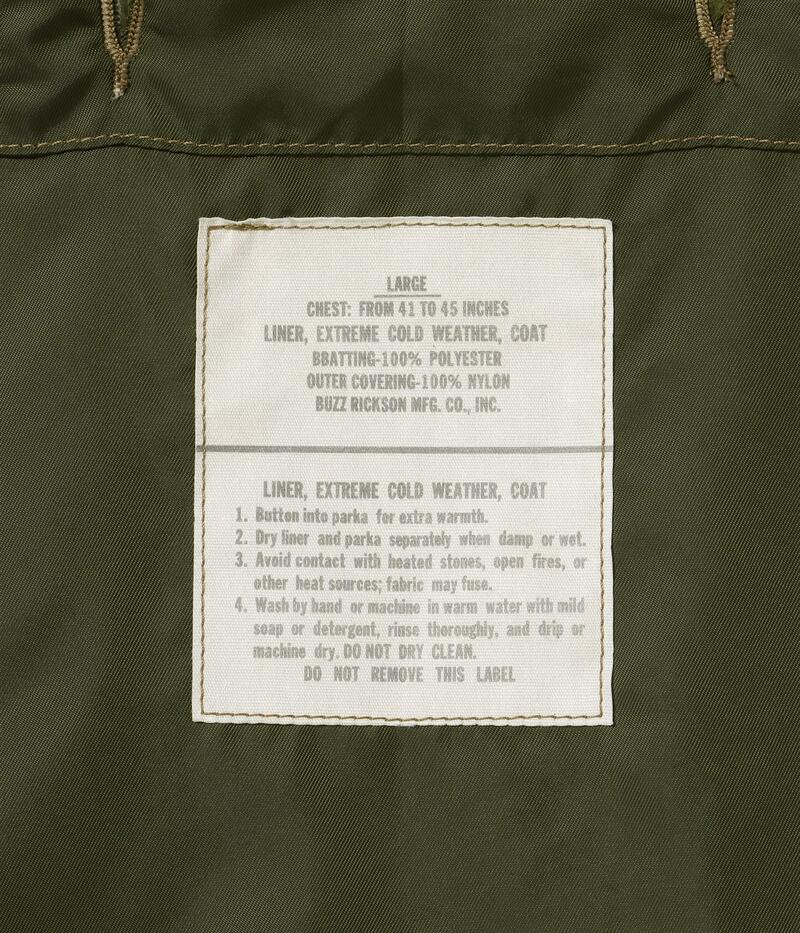 BUZZ RICKSON'S バズリクソンズ ジャケット ライナー BR15945 Type M-65 LINER BUZZ RICKSON MFG CO.INC メンズ 長袖 アメカジ