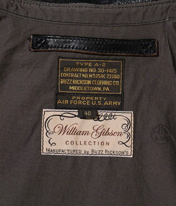 バズリクソンズ BUZZ RICKSON'S A-2 フライトジャケット WILLIAM GIBSON COLLECTION Type BLACK A-2 BR80596