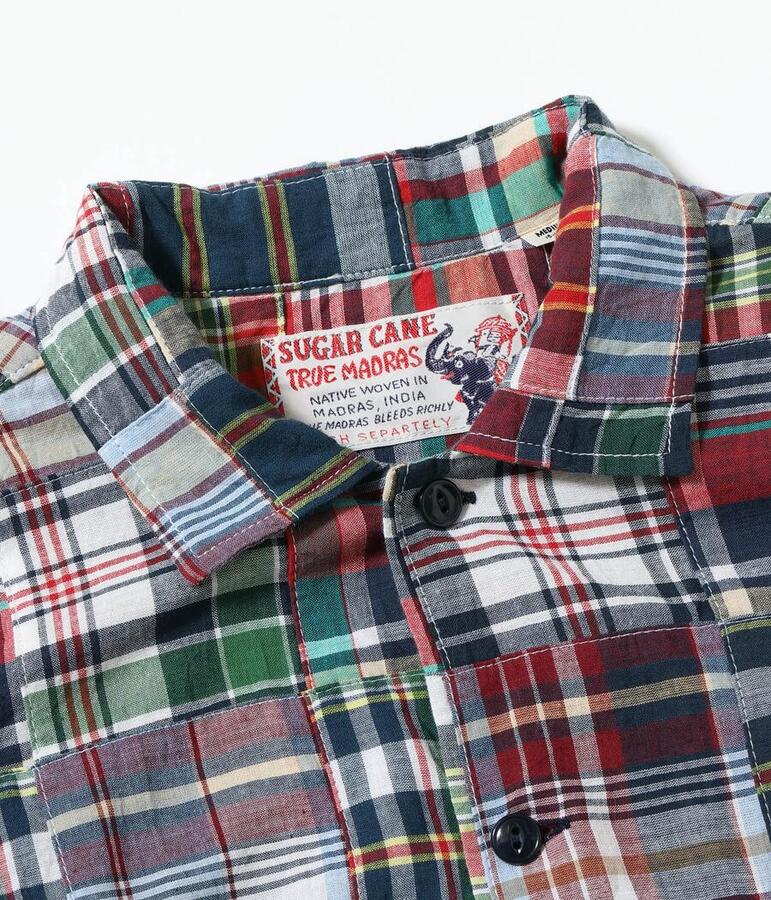 シュガーケーン SUGAR CANE シャツ SC39739 MADRAS CHECK PATCHWORK OPEN SHIRT
