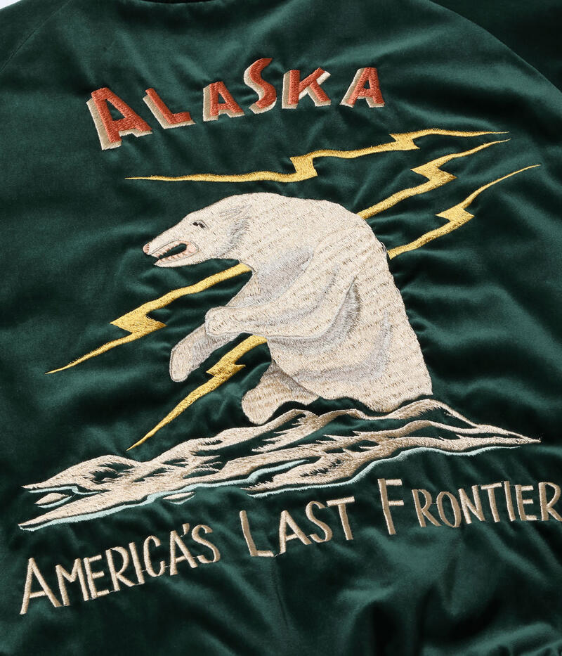 テーラー東洋 TAILOR TOYO スカジャン TT15974-145 Late 1950s Style Velveteen Souvenir Jacket POLAR BEAR × ALASKA MAP 別珍 メンズ アメカジ 北極熊 アラスカマップ