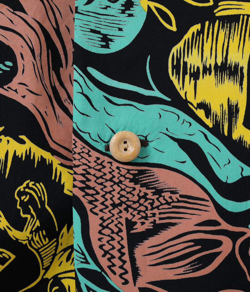 SUN SURF サンサーフ アロハシャツ SS39673 SUN SURF SPECIAL EDITION GAUGUIN WOODCUT MYSTIC (SHORT SLEEVE) スペシャルエディション メンズ ブラック