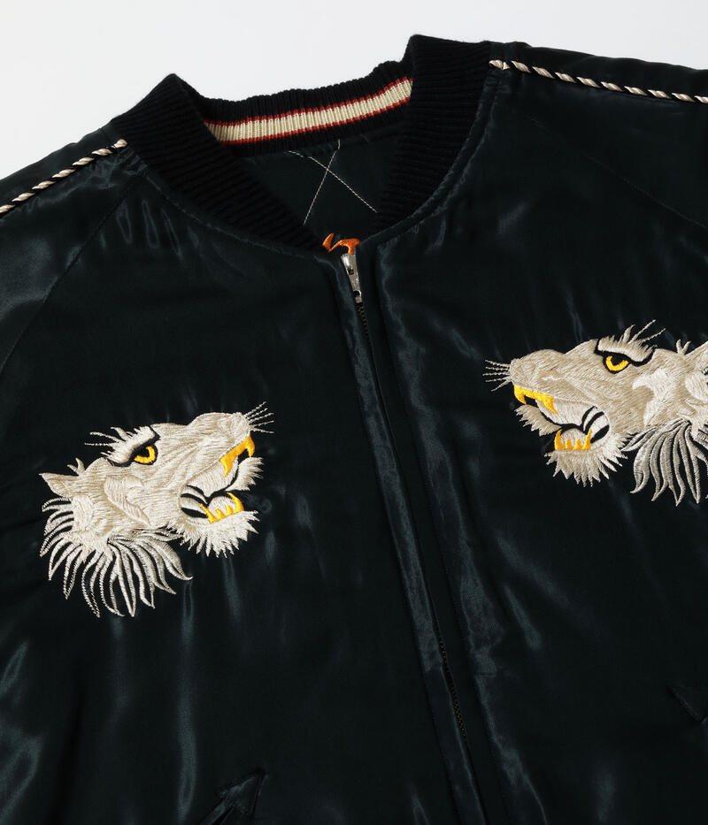 テーラー東洋 TAILOR TOYO スカジャン TT15973-219 Mid 1950s Style Acetate Quilted Souvenir Jacket WHITE TIGER DUELLING DRAGONS 白虎 金龍 メンズ アメカジ