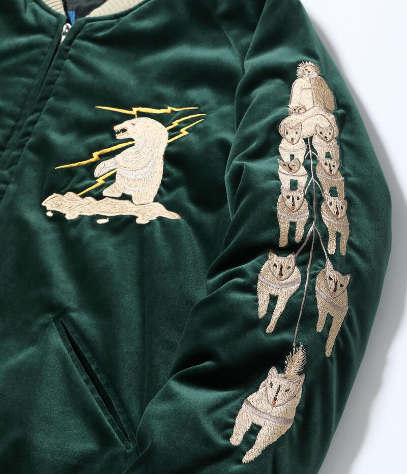 テーラー東洋 TAILOR TOYO スカジャン TT15974-145 Late 1950s Style Velveteen Souvenir Jacket POLAR BEAR × ALASKA MAP 別珍 メンズ アメカジ 北極熊 アラスカマップ