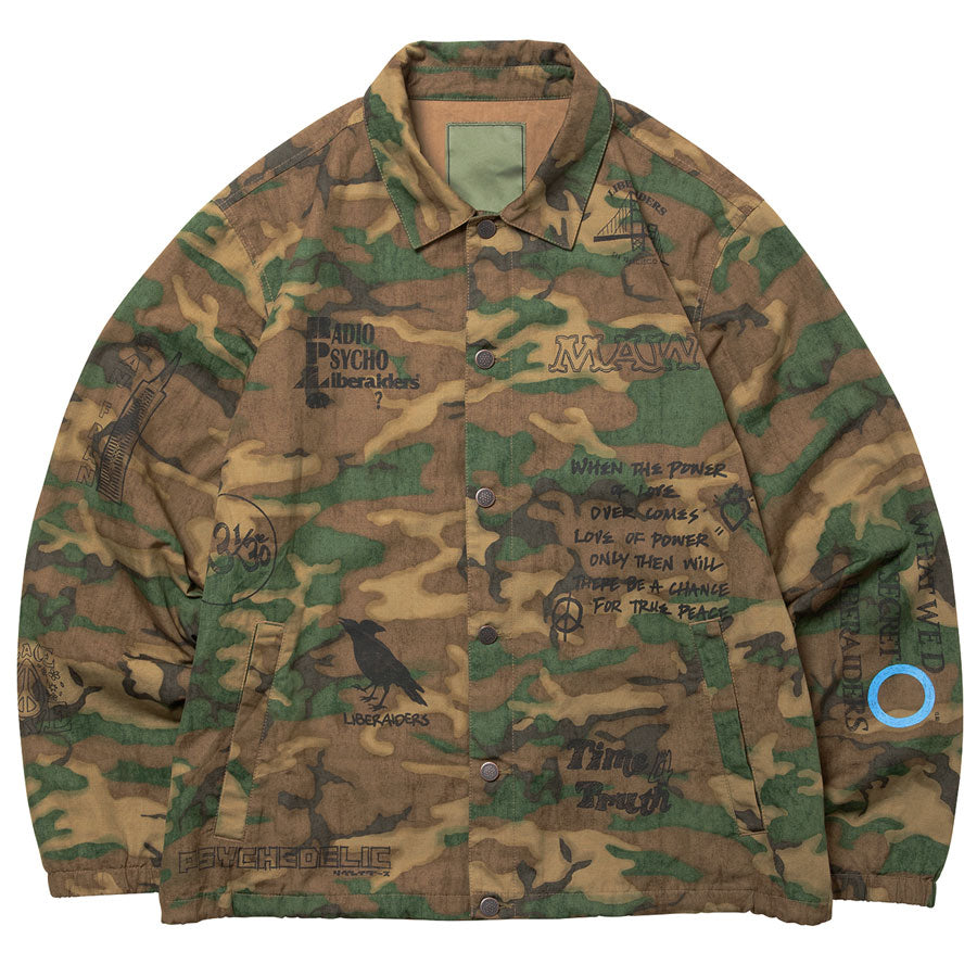 Liberaiders リベレイダース ジャケット HANDWRITING CAMO COACH JACKET 730142603 迷彩 コーチジャケット