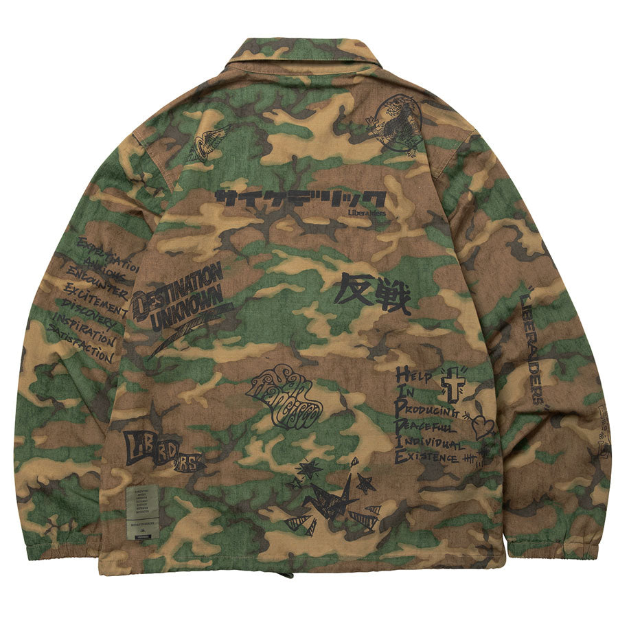 Liberaiders リベレイダース ジャケット HANDWRITING CAMO COACH JACKET 730142603 迷彩 コーチジャケット