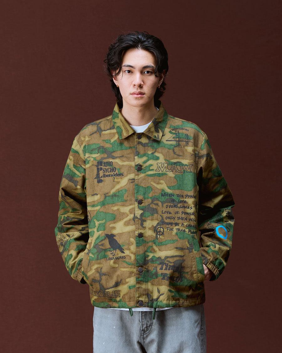 Liberaiders リベレイダース ジャケット HANDWRITING CAMO COACH JACKET 730142603 迷彩 コーチジャケット