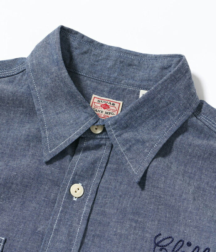 シュガーケーン SUGAR CANE シャツ SC39527 CHAMBRAY WORK SHIRT with CHAIN EMBROIDERED