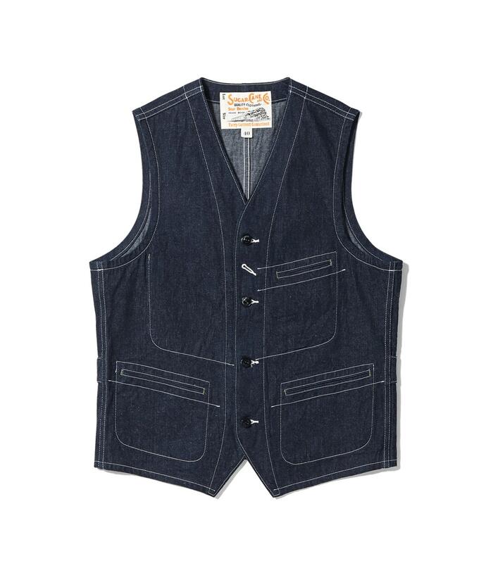 SUGAR CANE シュガーケーン Lot No SC15702 11oz. BLUE DENIM WORK VEST デニムワークベスト メンズ