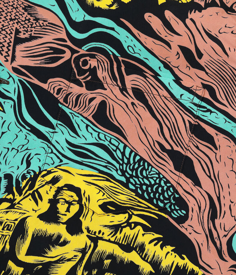 SUN SURF サンサーフ アロハシャツ SS39673 SUN SURF SPECIAL EDITION GAUGUIN WOODCUT MYSTIC (SHORT SLEEVE) スペシャルエディション メンズ ブラック