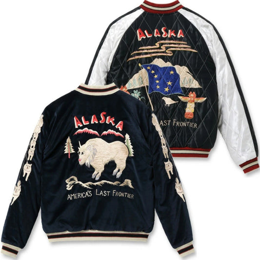 テーラー東洋 スカジャン TT15544-128 Late 1950s Style Velveteen Souvenir Jacket “MOUNTAIN GOAT” × “ALASKAN FLAG” メンズ アメカジ