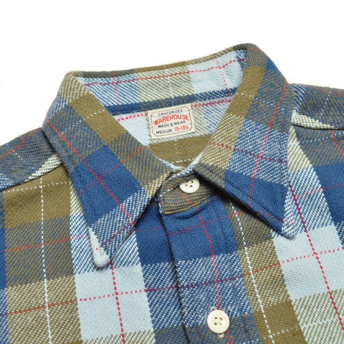 ウエアハウス WAREHOUSE ネルシャツ Lot 3104 FLANNEL SHIRTS E柄 ONE WASH 長袖 アメカジ メンズ