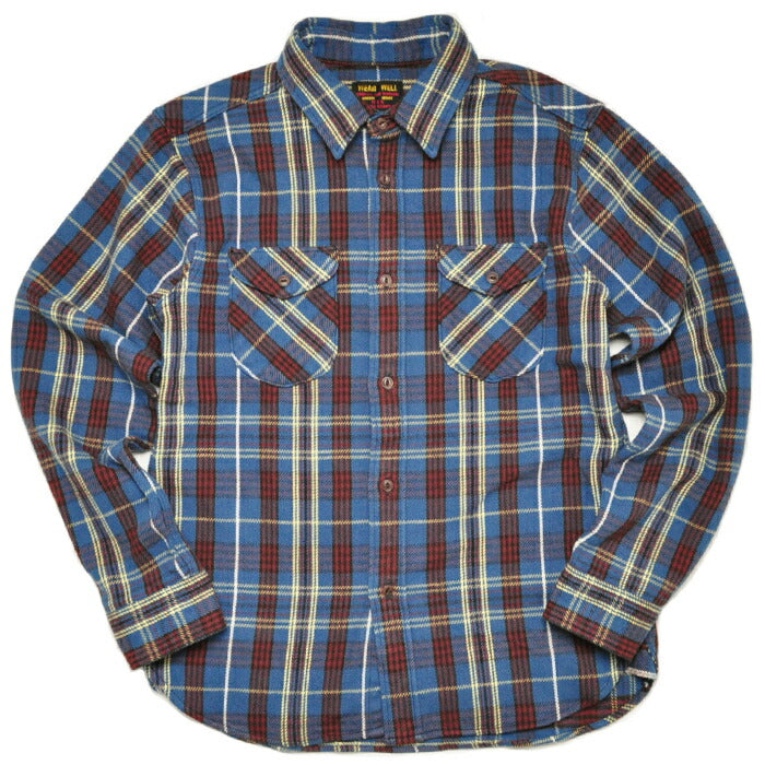 UES ウエス シャツ 先染ヘビーネルシャツ ブルー 502151