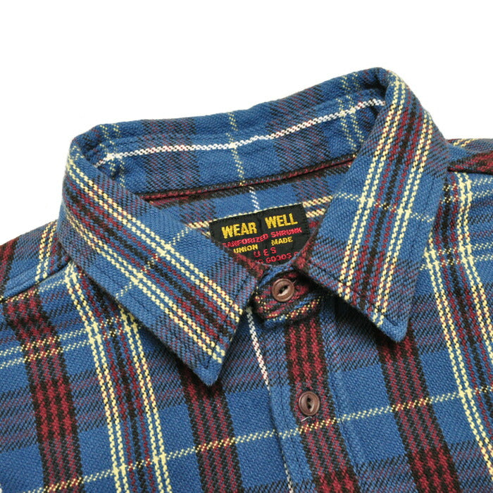 UES ウエス シャツ 先染ヘビーネルシャツ ブルー 502151