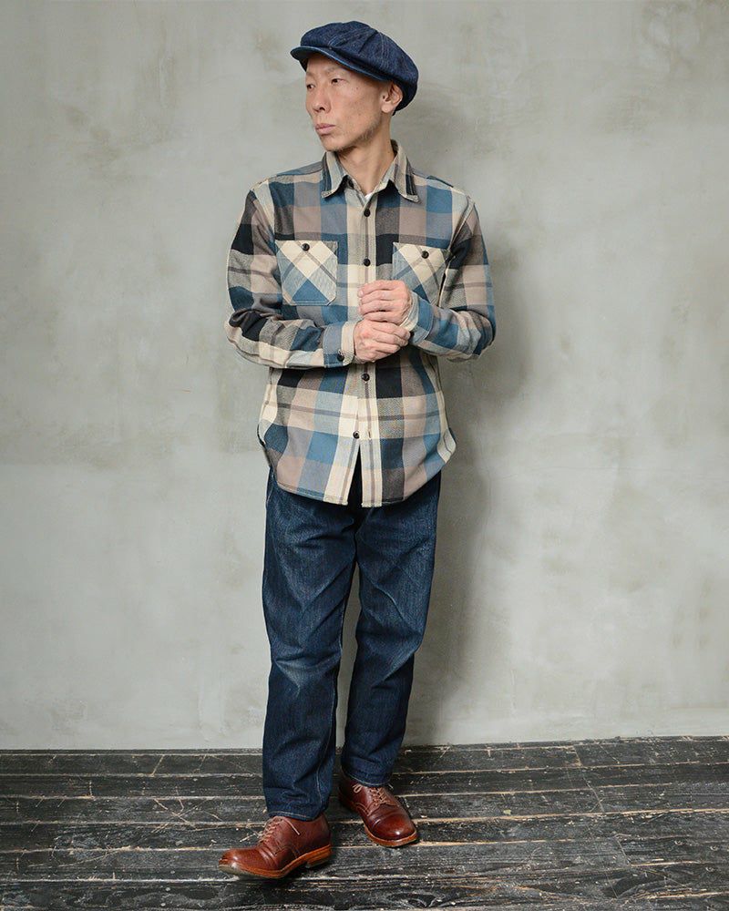 デラックスウエア DELUXEWARE ネルシャツ HV-57 50s BLUE KING メンズ