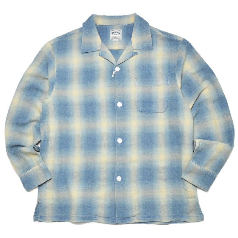 HOUSTON ヒューストン シャツ 41272 INDIGO HB OMBRE CHECK L/S SHIRT インディゴヘリンボーンオンブレーチェック