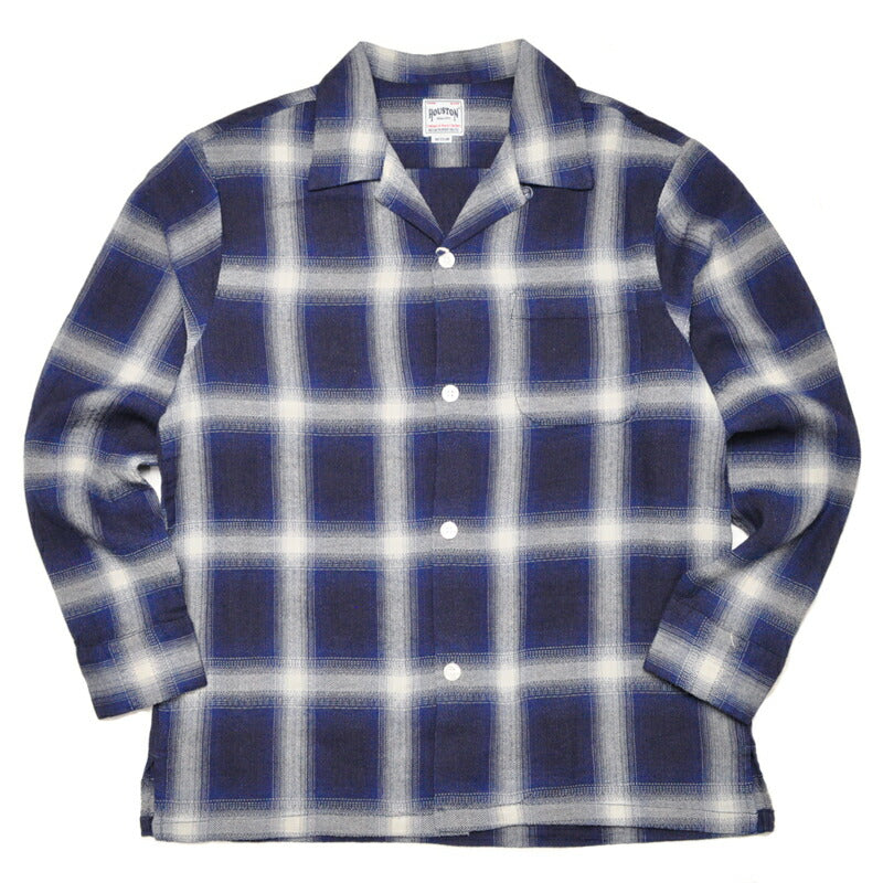 HOUSTON ヒューストン シャツ 41272 INDIGO HB OMBRE CHECK L/S SHIRT インディゴヘリンボーンオンブレーチェック